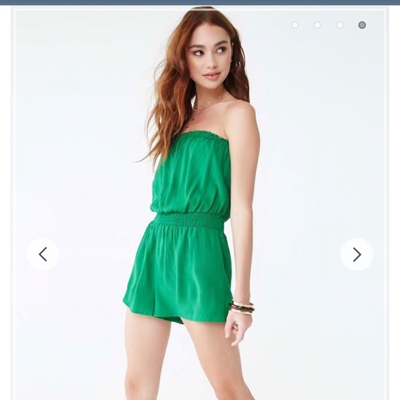 green strapless romper